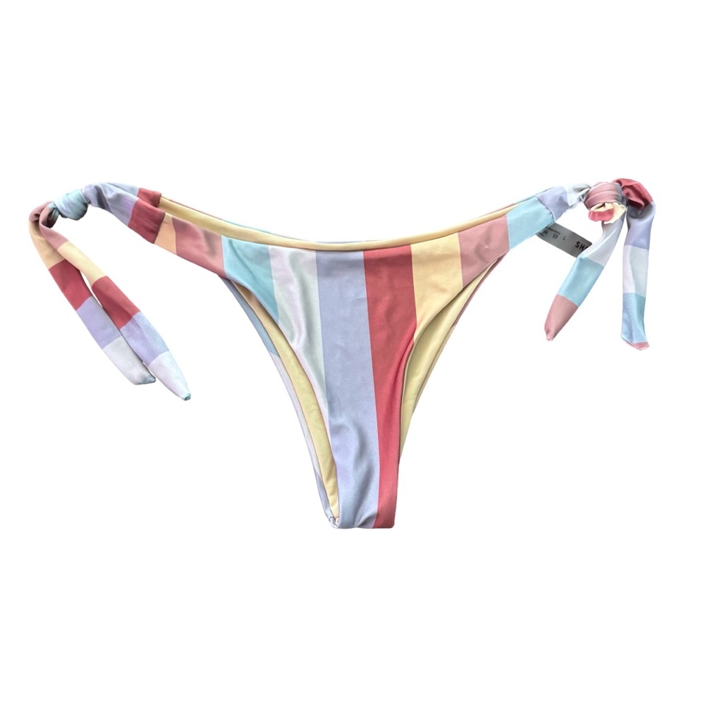Shein Cheeky Skimpy Striped Tie‎ Waist Bikini Bottom L